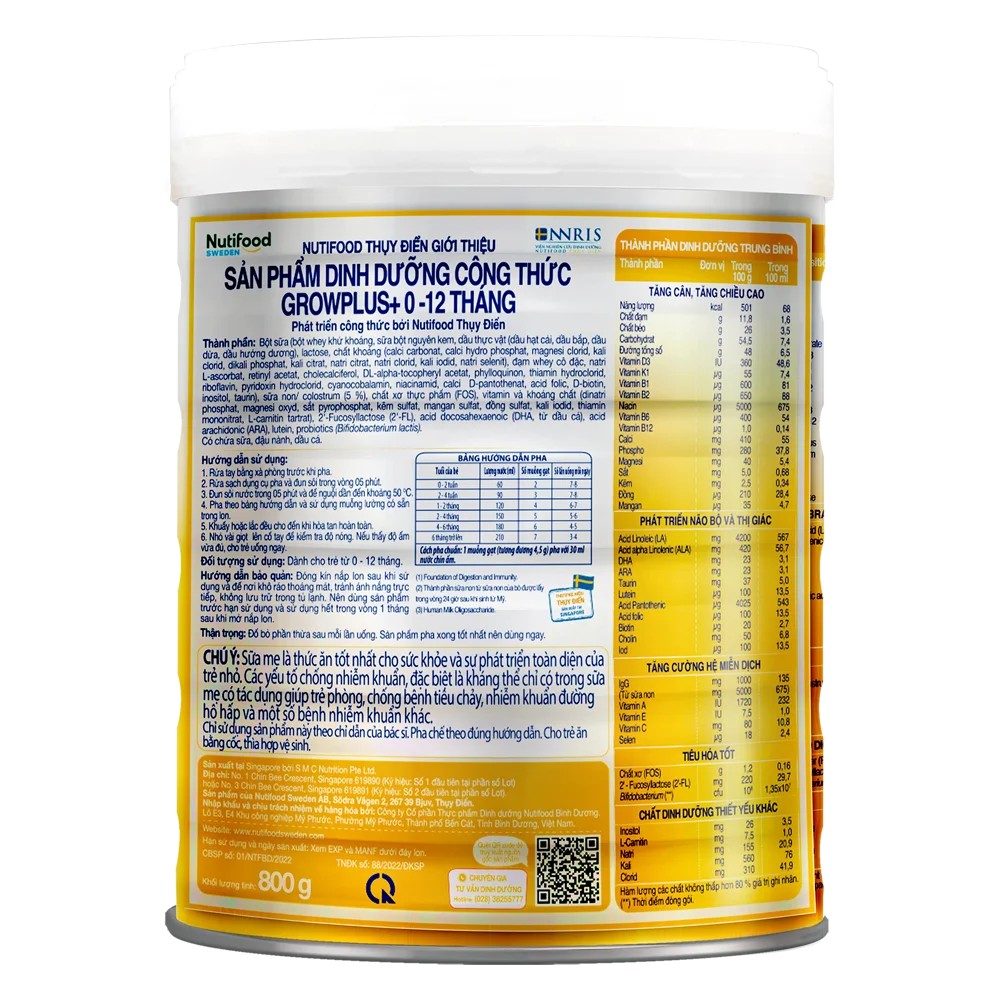 Sữa GrowPLUS+ Sữa Non Vàng 0+ (0-12 tháng) 800g