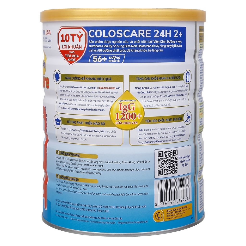 Sữa ColosCare 2+ 800G (2-10 tuổi)