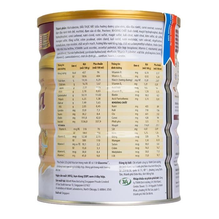 Sữa bột dành cho người bị tiểu đường Glucerna Abbott 800g Hương Vani