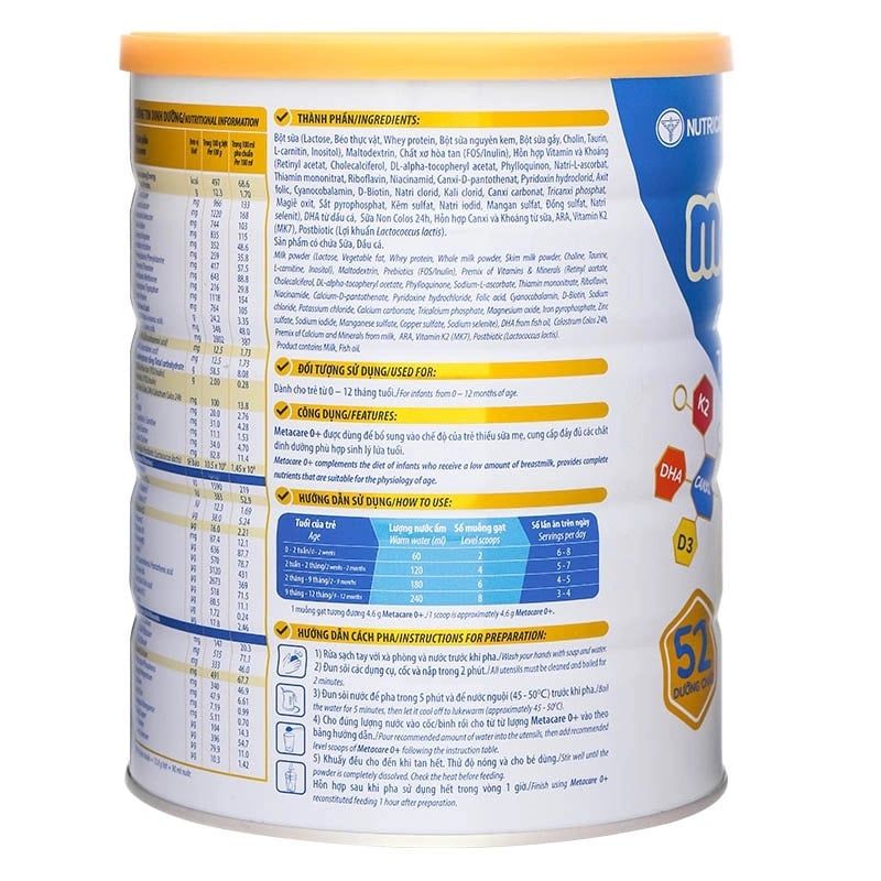 Sữa bột MetaCare Eco 0+ 850g cho bé (0-12 tháng)