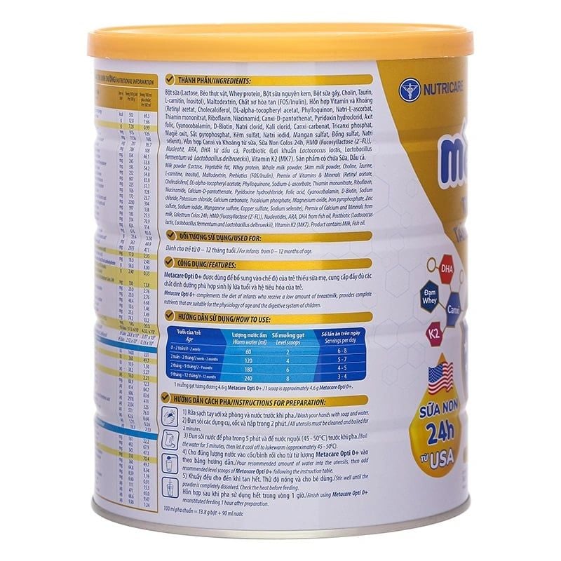 Sữa bột MetaCare OPTI 0+ 850g - Cho bé từ 0 đến 12 tháng