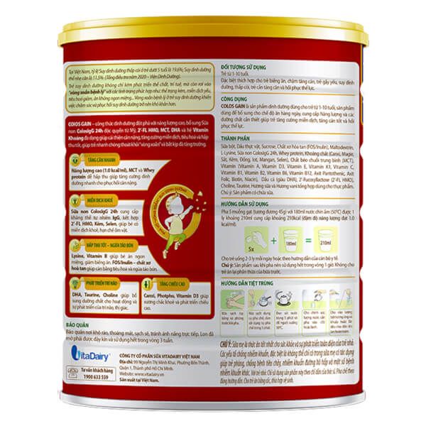 Sữa Colos Gain 1+ 800g cho trẻ 1-10 tuổi