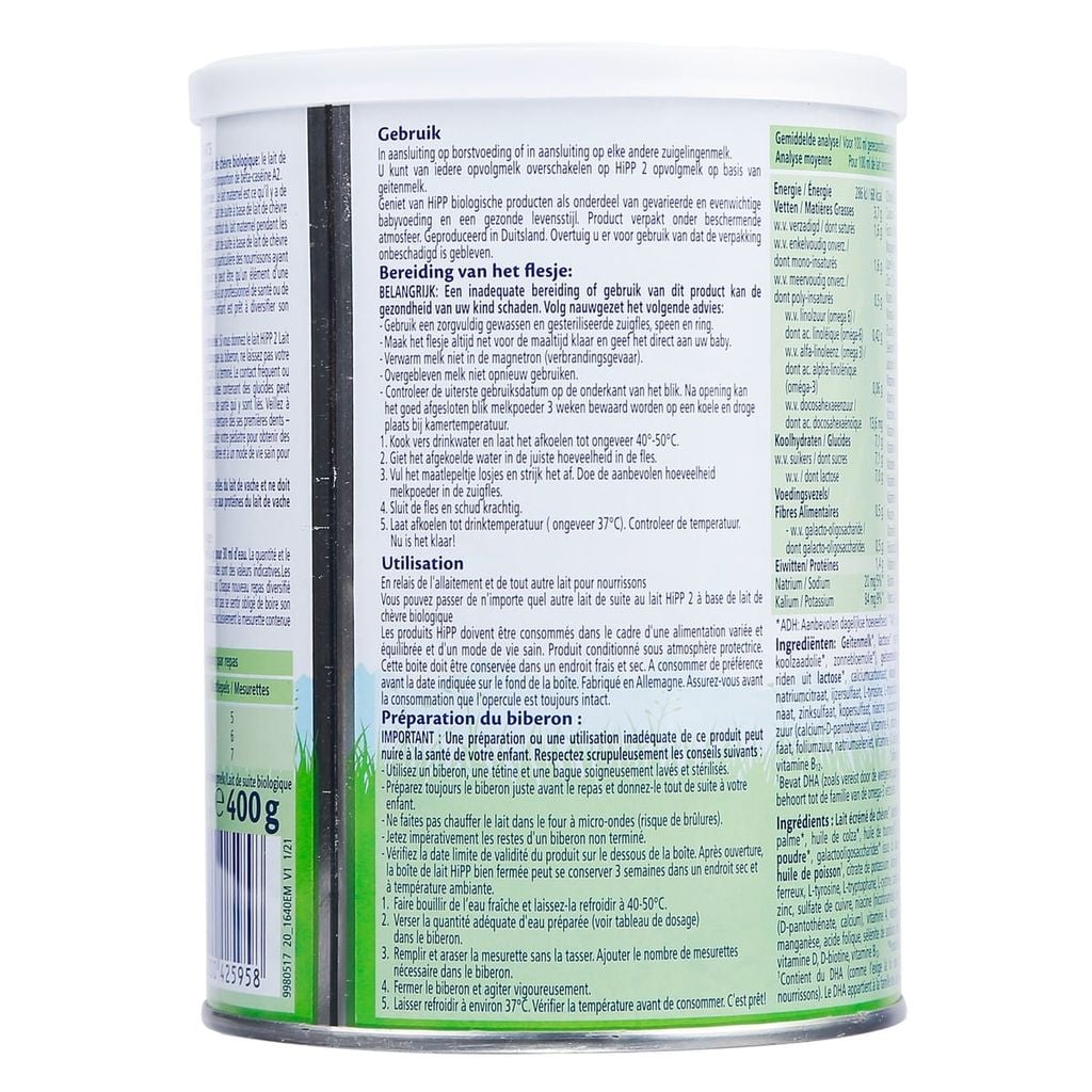 Sữa dê HiPP Organic số 2 400g (6 - 12 tháng)