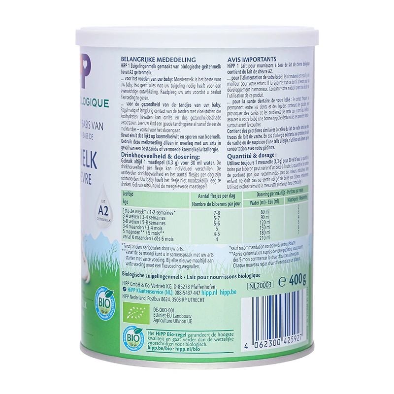Sữa dê HiPP Organic số 1 400g (0 - 6 tháng)