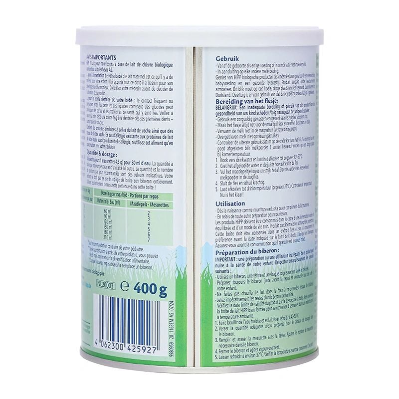 Sữa dê HiPP Organic số 1 400g (0 - 6 tháng)