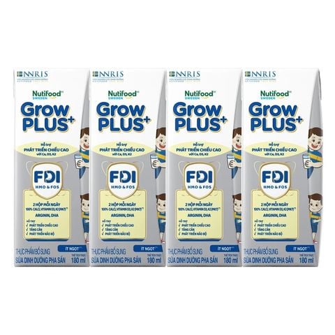 Thùng 24 hộp sữa dinh dưỡng pha sẵn Nutifood GrowPLUS+ Bạc, 4x180ml (trên 1 tuổi)