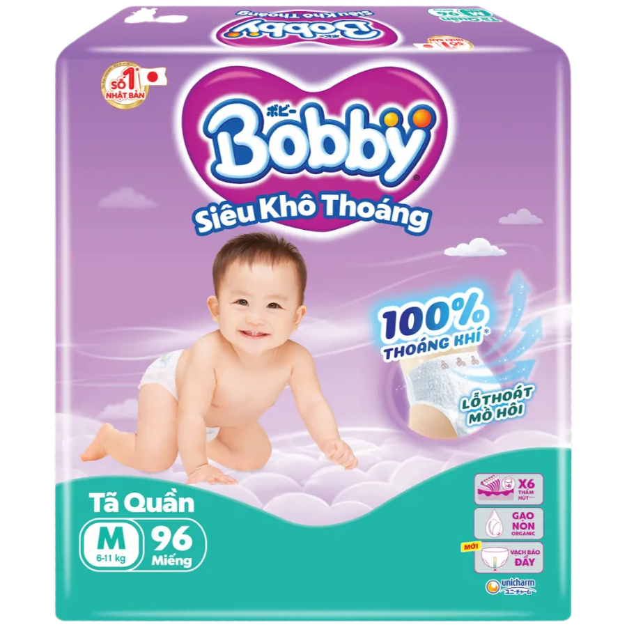 Tã/bỉm quần Bobby M96 cực đại (6-11kg) - Giao bao bì ngẫu nhiên