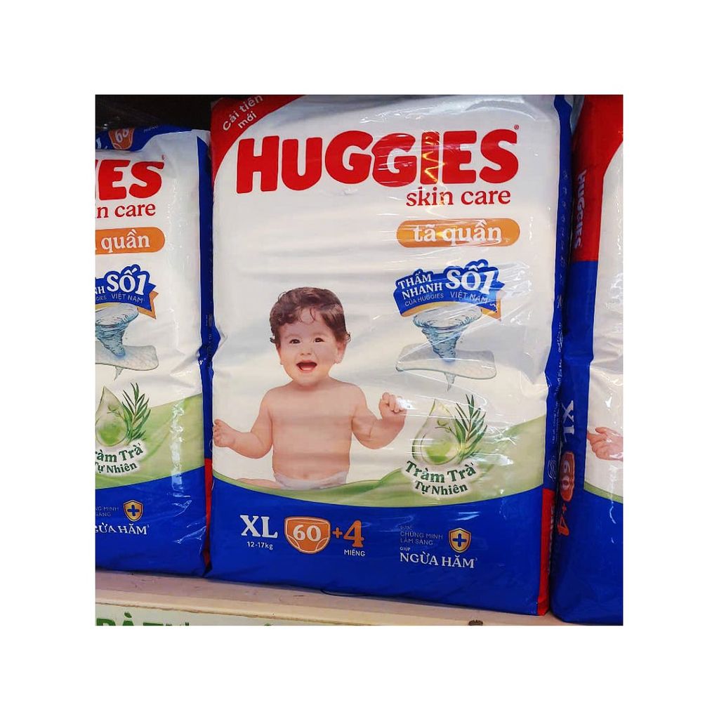 Tã quần Huggies XL60 Skincare gói cực đại (XL, 12-17kg, 60 miếng)