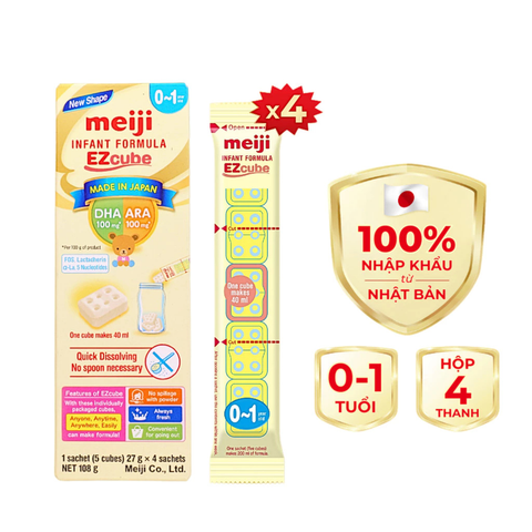 Hộp 4 Thanh Sữa Công Thức Meiji Thanh Infant Formula EZcube - Nhập khẩu chính hãng hộp 4 thanh (108g)