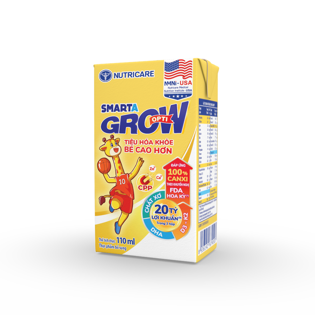 Lốc 4 hộp sữa pha sẵn 110ml Nutricare Smarta Grow Opti - Cho trẻ từ 1 tuổi trở lên