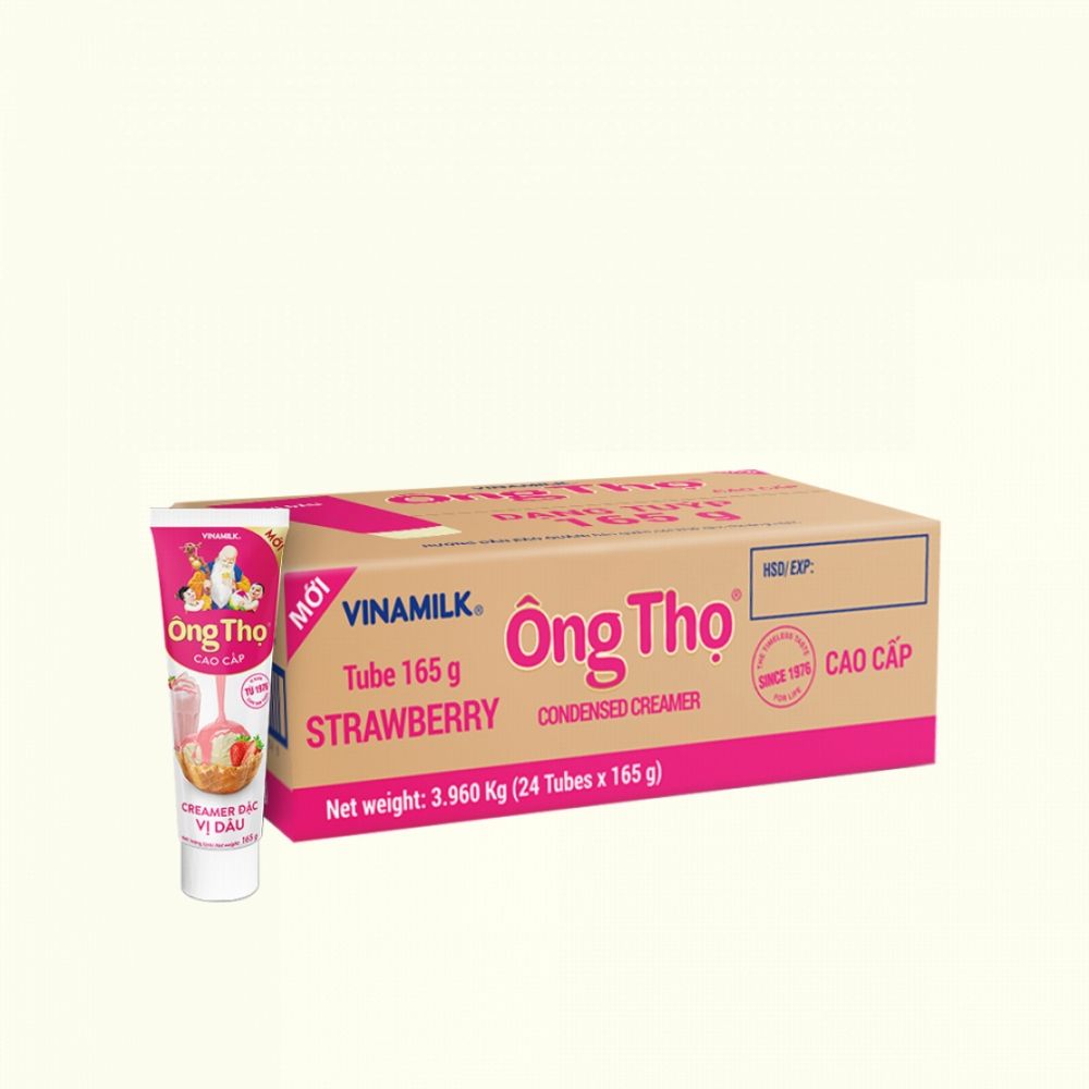 Sữa Ông Thọ Có Đường Vị Socola, Dâu - Combo 3 Tuýp 165g