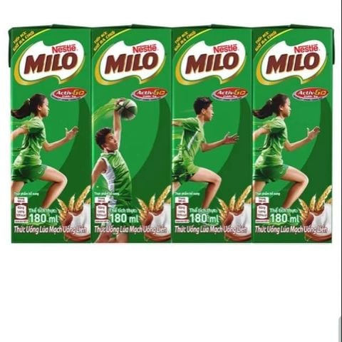 Lốc 4 Hộp Milo 180ml Sữa Năng Lượng Vị Lúa Mạch