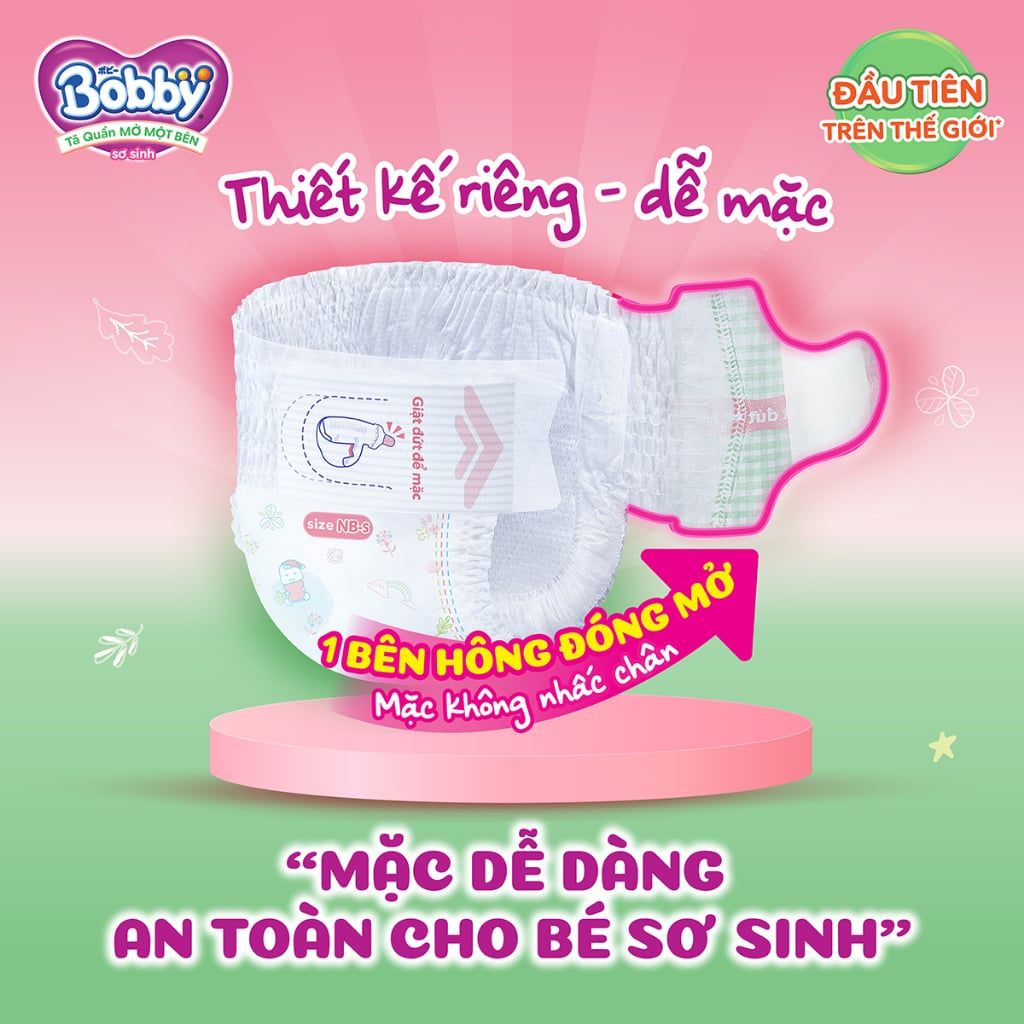 Tã quần Bobby NB 70 miếng Mở Một Bên