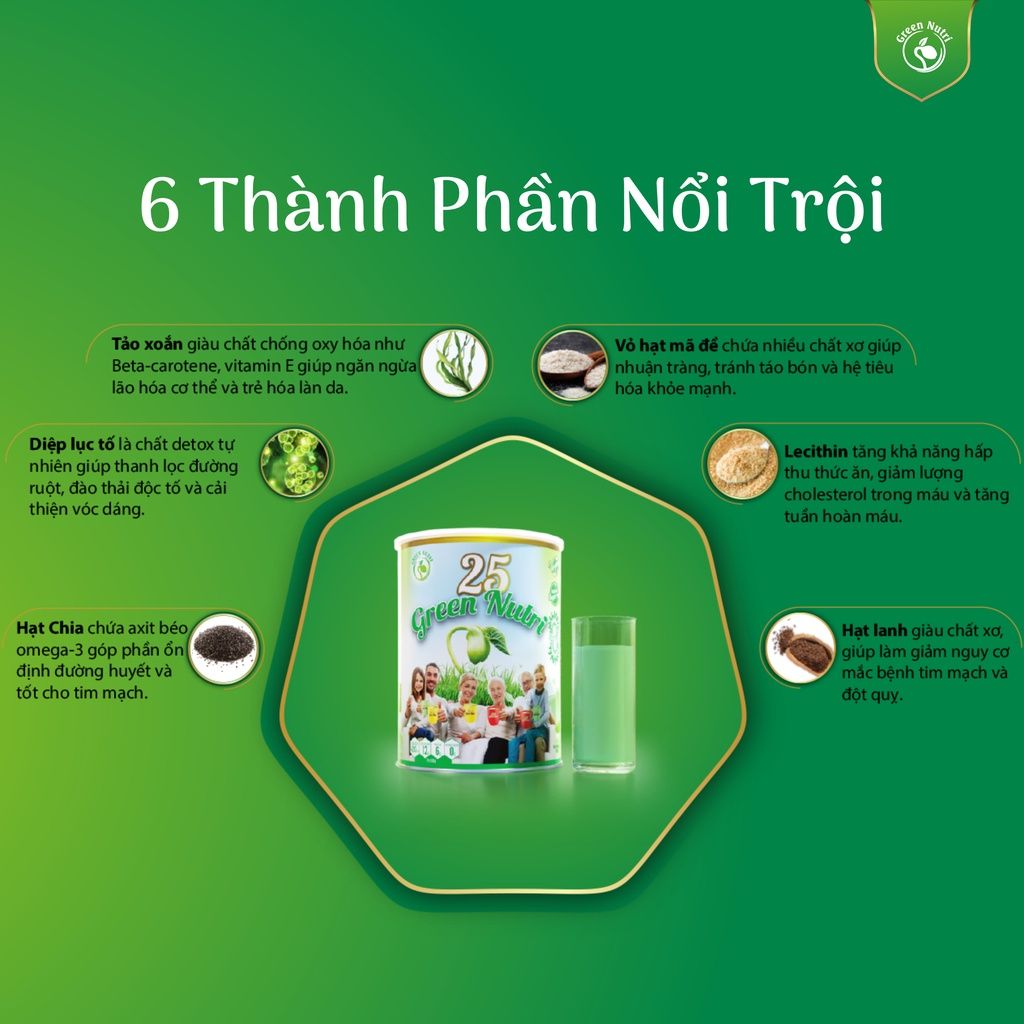 Sữa dinh dưỡng 25 Green Nutri Singapore lon 750G