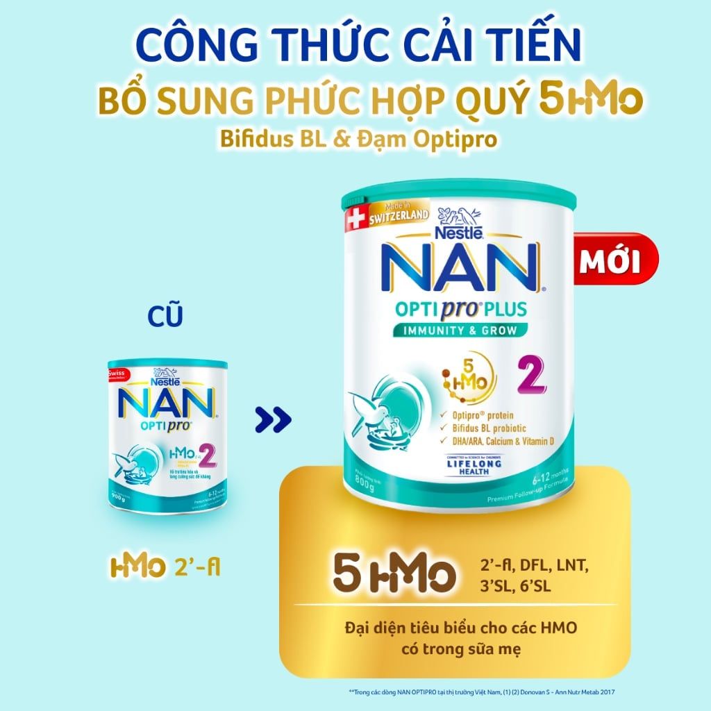 Sữa bột Nestlé NAN OPTIPRO PLUS 2 800g (6-12 tháng)
