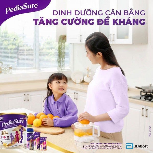 Combo 2 lon Sữa Pediasure 10+ Vani 800g dành cho trẻ từ 10 tuổi trở lên