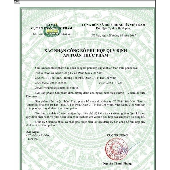 Sữa bột Vinamilk Sure Diacerna 900g Dinh Dưỡng Cho Người Bệnh Tiểu Đường