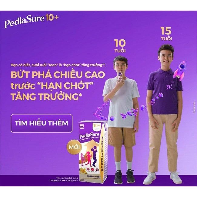 Combo 2 lon Sữa Pediasure 10+ Vani 800g dành cho trẻ từ 10 tuổi trở lên