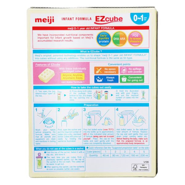 Sữa bột Meiji Infant Formula Ezcube 540g (0-12 tháng)
