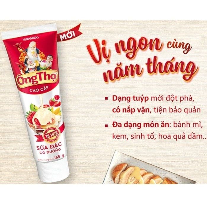 Sữa đặc Ông Thọ Đỏ tuýp 165g (Thùng 24 tuýp)