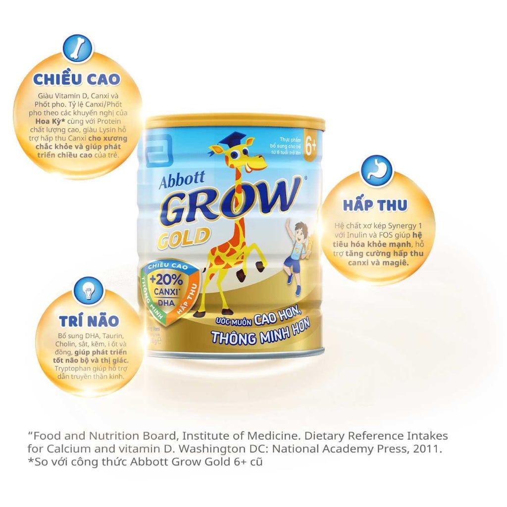 Sữa bột Abbott Grow Gold 6+ 850g (trên 6 tuổi)