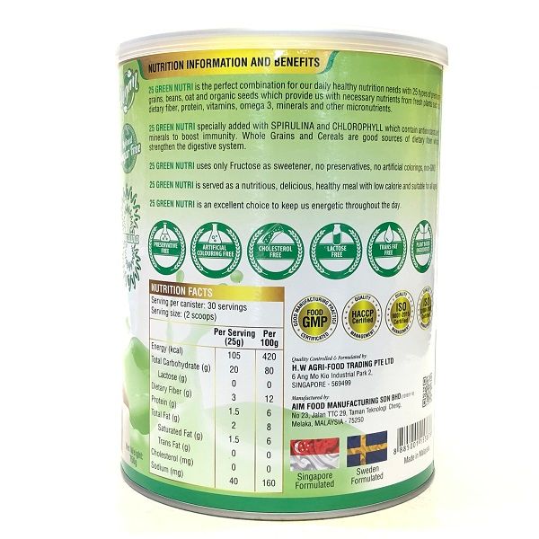 Sữa dinh dưỡng 25 Green Nutri Singapore lon 750G