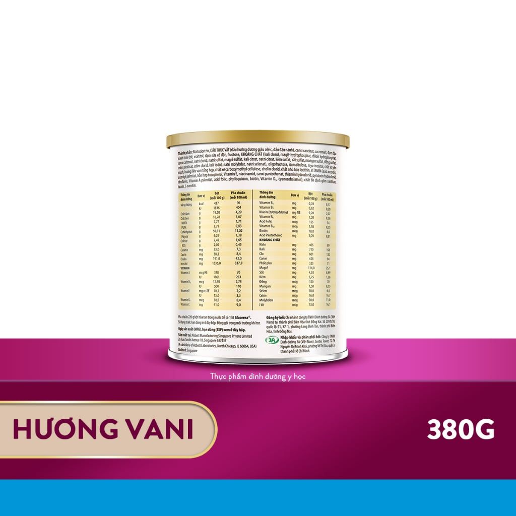 Sữa bột Glucerna Abbott 380g cho người tiểu đường Vani