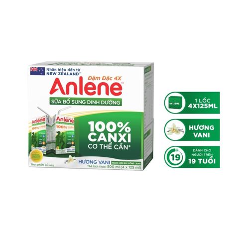 Sữa dinh dưỡng Anlene đậm đặc 4X hương Vani 110ml (lốc 4)