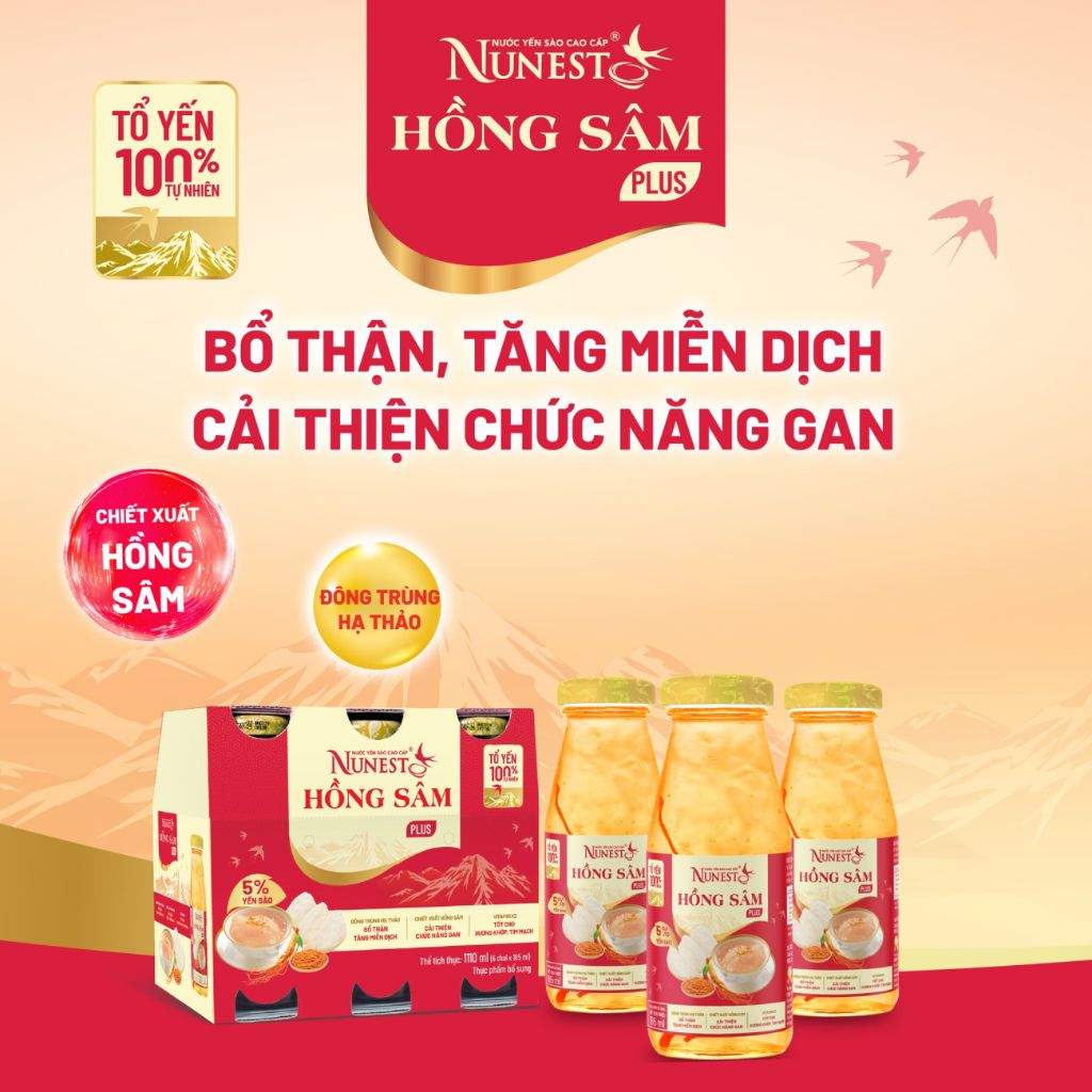 Nước Yến sào cao cấp NuNest Gold không đường 185ml