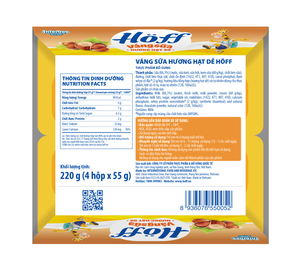 Váng sữa Hoff vị Hạt dẻ (Lốc 4 hủ)