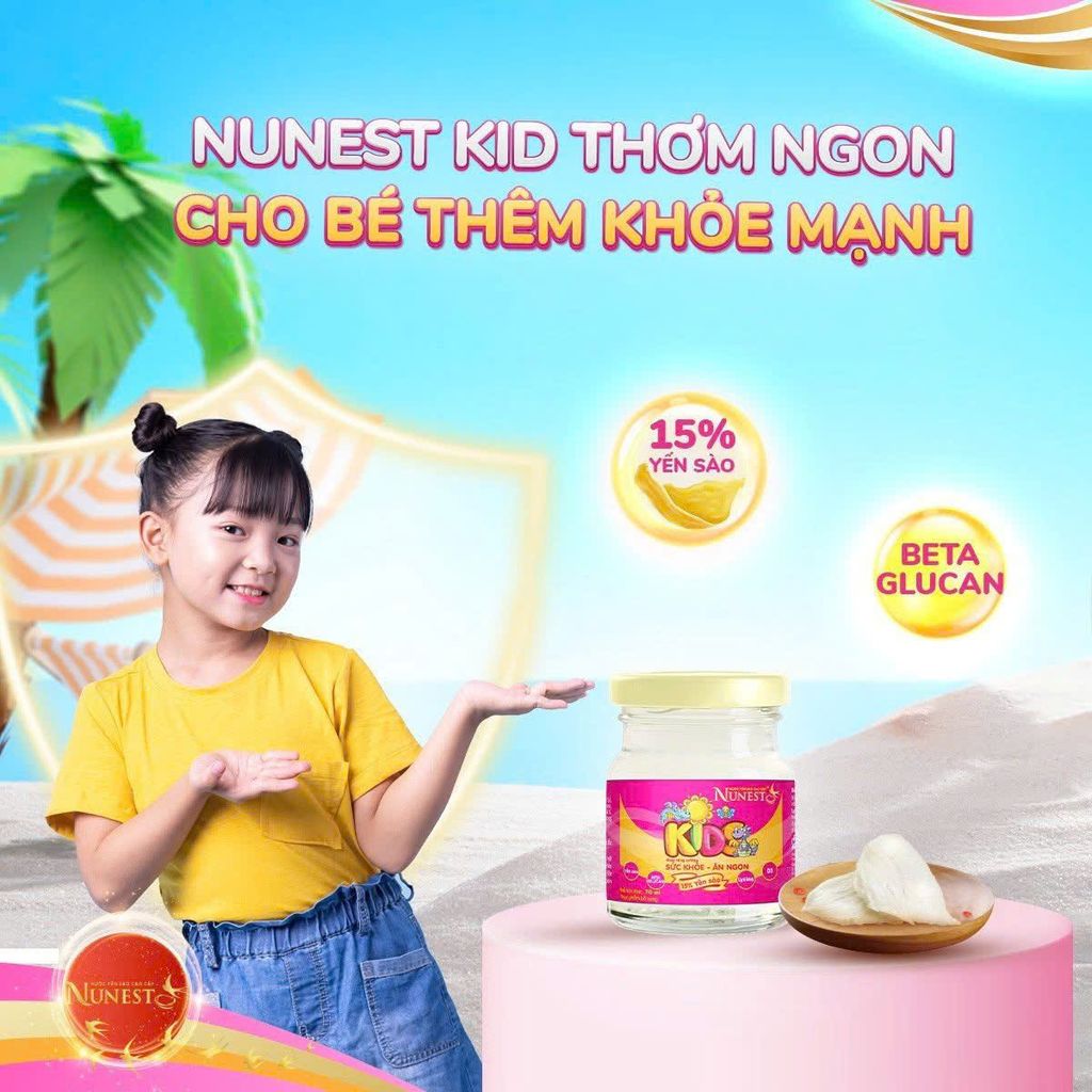 Lốc 6 hũ nước yến sào Nunest Kids 70 ml/hũ vị Dâu
