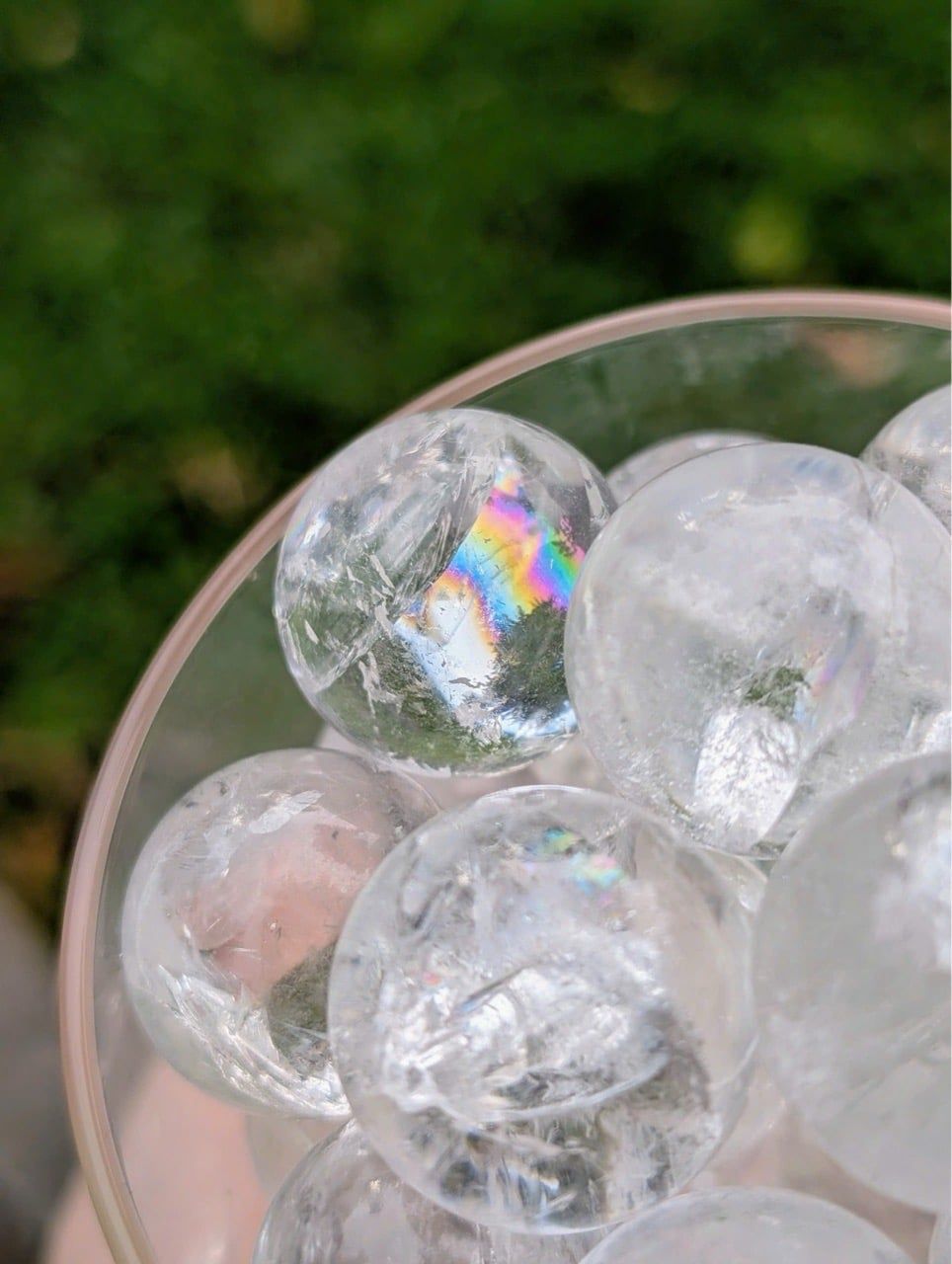  Viên ~2cm | Cầu Rainbow Clear Quartz Thạch Anh Trắng Cầu Vồng 