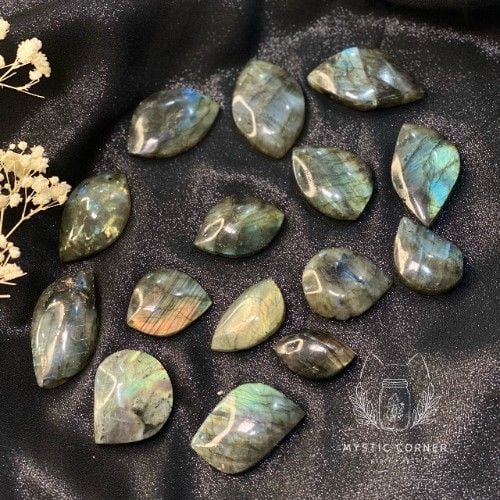  Mặt Labradorite hình chiếc lá | Mặt đá Hắc Nguyệt Quang | 