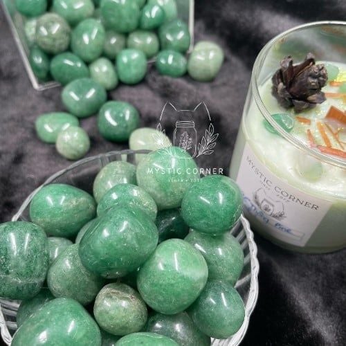  Tumbled Green Strawberry (viên) Viên đá Thạch anh Dâu Xanh 