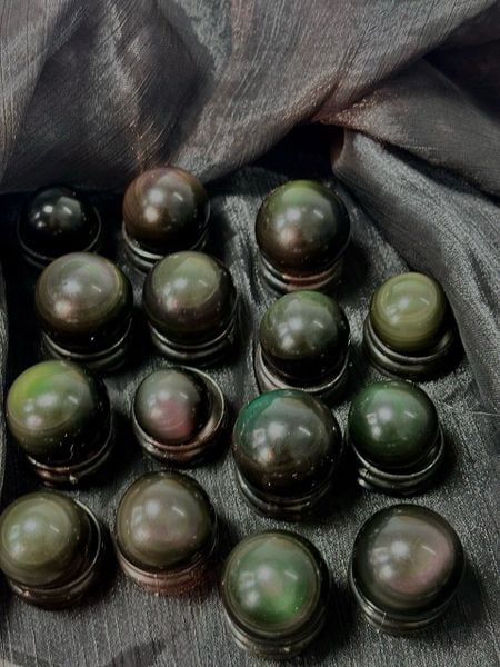  Bi cầu đá Rainbow Obsidian mini - Đá Núi Lửa Ánh Cầu Vồng 