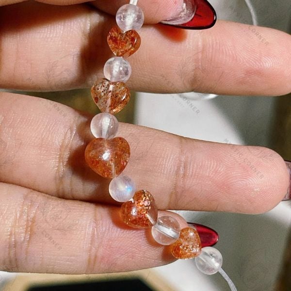  Charm Sunstone Heart High Quality (v) Tim đá Mặt Trời 
