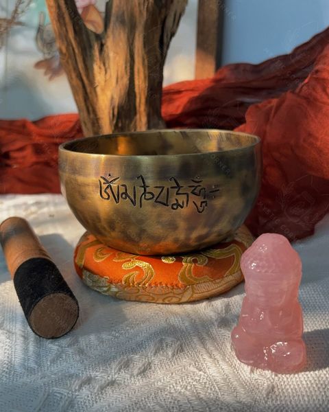  Chuông xoay Tây Tạng - Nepal Tặng kèm Chày Da + Đế Bông - Singing Bowl 