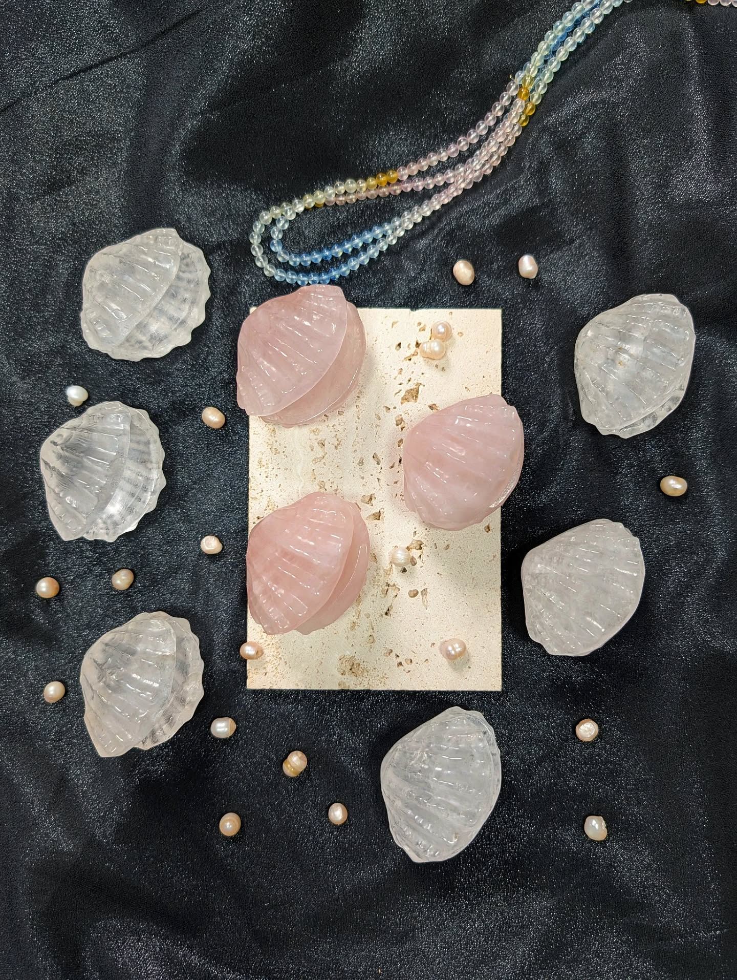  Sò đá Thạch anh Trắng / Hồng ( Clear Quartz / Rose Quartz ) 