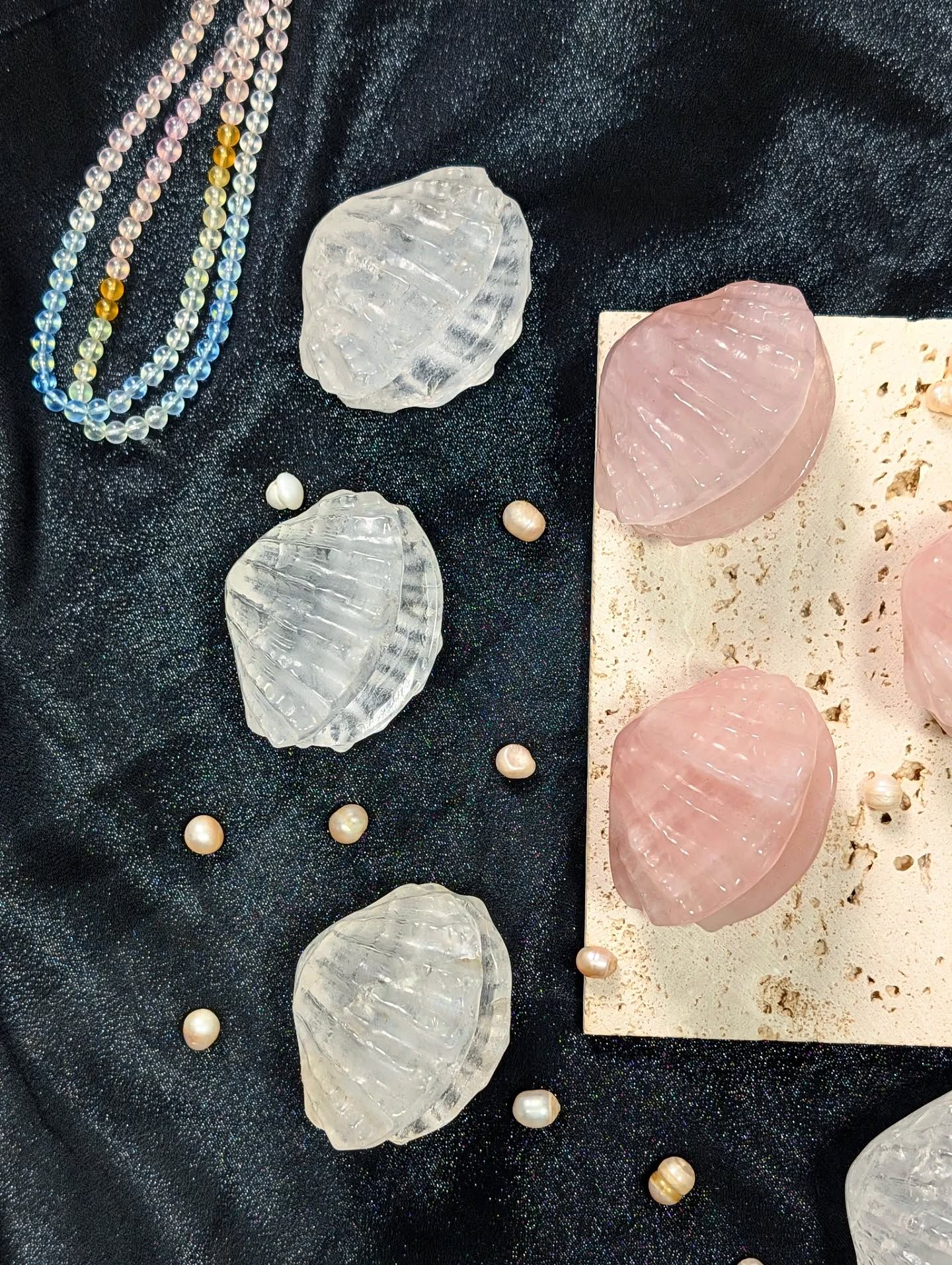  Sò đá Thạch anh Trắng / Hồng ( Clear Quartz / Rose Quartz ) 