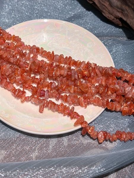  Chuỗi Vụn Sunstone High Quality - Có Lỗ Xỏ Làm Handmade Đá Mặt Trời Dài 40cm 