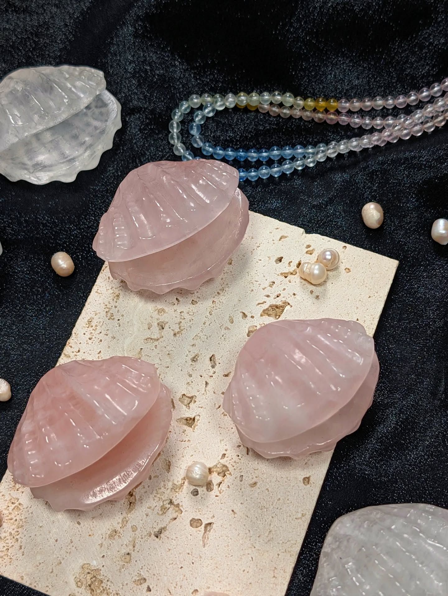  Sò đá Thạch anh Trắng / Hồng ( Clear Quartz / Rose Quartz ) 