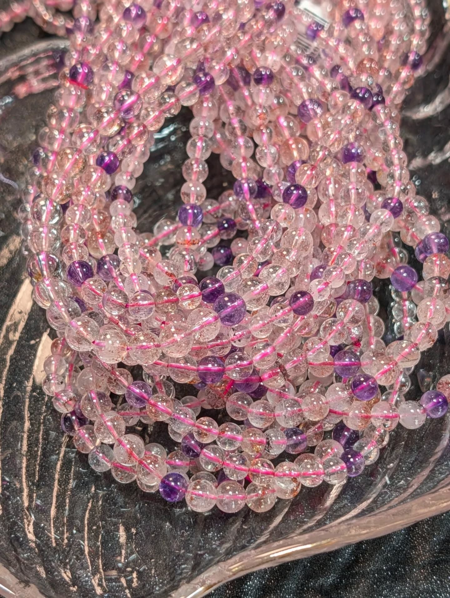  Chuỗi quấn 3 vòng tay Super Seven Quartz S7 chất trong 