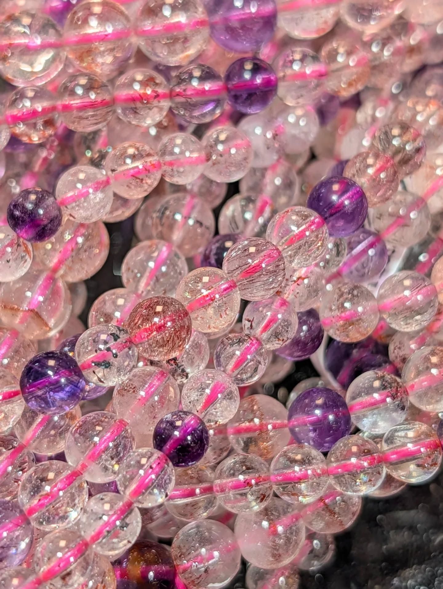  Chuỗi quấn 3 vòng tay Super Seven Quartz S7 chất trong 