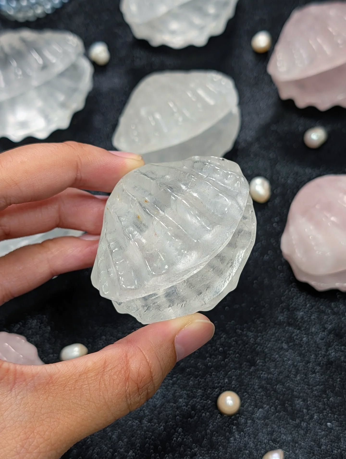  Sò đá Thạch anh Trắng / Hồng ( Clear Quartz / Rose Quartz ) 