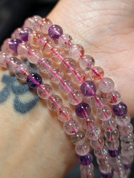  Chuỗi quấn 3 vòng tay Super Seven Quartz S7 chất trong 