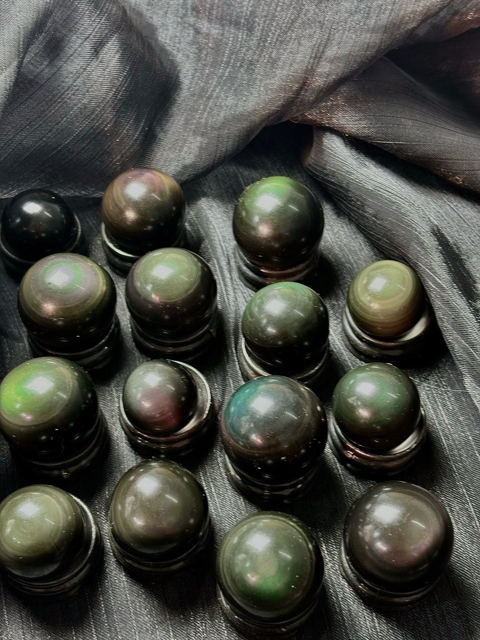  Bi cầu đá Rainbow Obsidian mini - Đá Núi Lửa Ánh Cầu Vồng 