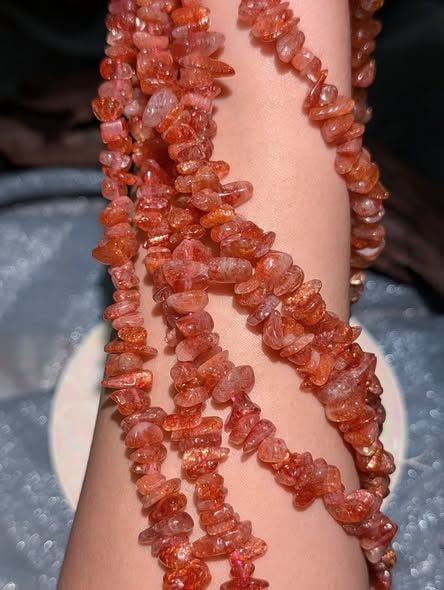  Chuỗi Vụn Sunstone High Quality - Có Lỗ Xỏ Làm Handmade Đá Mặt Trời Dài 40cm 