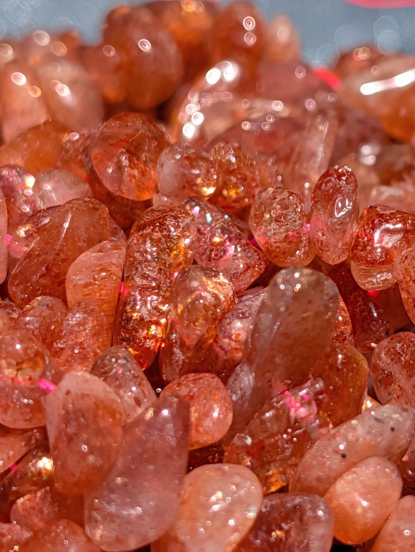  Chuỗi Vụn Sunstone High Quality - Có Lỗ Xỏ Làm Handmade Đá Mặt Trời Dài 40cm 