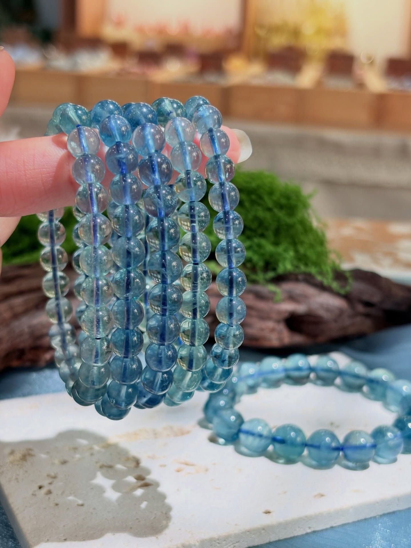  Vòng tay đá Blue Fluorite ( Fluorite Xanh Dương ) 