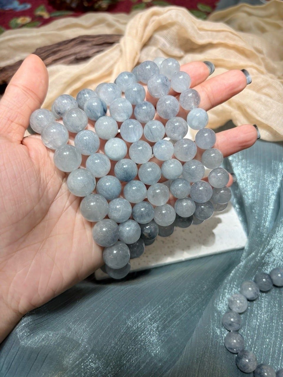  Vòng tay Thạch anh Tóc Xanh Dương - Dumortierite 